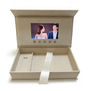 Scatola USB Personalizzata in Lino per Foto Matrimoniali, Scatole Regalo <span class=keywords><strong>Video</strong></span> con Schermo LCD, Box Fotografico con Display LCD - Product Image 4