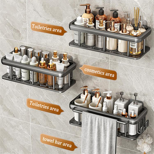 Bagno spazio alluminio nero portaoggetti bagno <span class=keywords><strong>doccia</strong></span> cucina parete wc <span class=keywords><strong>Shampoo</strong></span> senza trapano <span class=keywords><strong>mensola</strong></span> quadrata in alluminio - Product Image 4