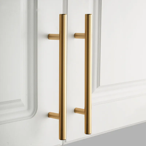 Tiradores Modernos para Armarios de Dormitorio, Perillas Rectas en Negro Cepillado y Dorado, Tiradores para Puertas de Cocina y Muebles - Product Image 4