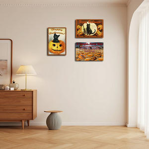 Póster Metálico Vintage al por Mayor para Halloween, Día de Todos los Santos, Decoración para el Hogar, Bar, <span class=keywords><strong>Pub</strong></span>, Casa, Día de Pascua, Calcomanías de Pared con Diseño de Calabaza y Gato, Letrero de Metal - Product Image 2