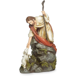 WeiVista - Escultura Artesanal de Resina de Arte Popular, Estatua Religiosa Católica Renacentista, Figura de Jesucristo y el Cordero, Decoración Europea para el Hogar - Product Image 1