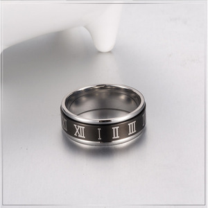 Roman Numeral Rotating Titanium Steel <b>Ring</b> For Men Blue Index Finger Jewelry Gift - Product Image 2