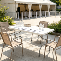Table à manger pliable moderne en plastique robuste, table portable d'extérieur pour banquet, pique-nique, camping et fêtes