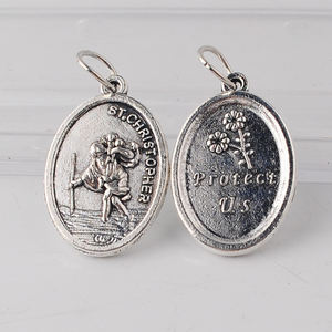 15*26Mm Logam Campuran Seng 1 Inci Tinggi Katolik <span class=keywords><strong>St</strong></span>. <span class=keywords><strong>Christopher</strong></span> Liontin Dalam Antik Lapis Perak untuk Pembuatan Perhiasan Agama - Product Image 6
