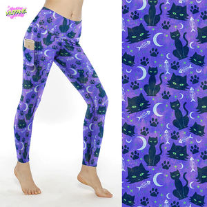 Sıcak satış özel kedi hayvan baskı seksi Ass tayt Lulu spor egzersiz spor Legging cep spor-yoga taytı ile kadınlar için - Product Image 6