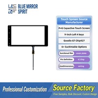 Pantalla Táctil Capacitiva de 9 Pulgadas P+G con Cuatro Teclas Izquierdas, Interfaz I2C, Compatible con Multitáctil, Apta para Navegación GPS para Automóvil MP5
