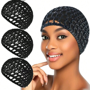 Gorro de Red Tejido <span class=keywords><strong>a</strong></span> <span class=keywords><strong>Crochet</strong></span> Hecho <span class=keywords><strong>a</strong></span> Mano para Mujer, Gorro de Dormir para el Cuidado del Cabello, Informal - Product Image 1