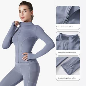 Traje <span class=keywords><strong>de</strong></span> Yoga deportivo <span class=keywords><strong>de</strong></span> secado rápido para mujer, pantalones <span class=keywords><strong>de</strong></span> cintura alta ajustados, chaqueta <span class=keywords><strong>de</strong></span> protección solar <span class=keywords><strong>de</strong></span> manga larga, transpirable, sólido - Product Image 2