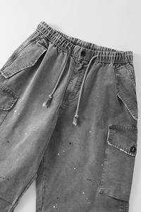 Poches personnalisées de haute qualité Splash Ink Design Automne/Hiver Street Style Distressed Finish Multi-Pocket Casual Workwear - Product Image 5