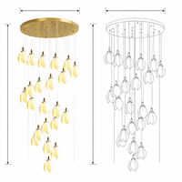Lustre en céramique personnalisé en forme de bourgeon, plaque ronde dorée, cascade spirale, luminaire suspendu pour villa, escalier, plafond haut