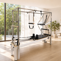 Table de Pilates Cadillac Reformer 3-en-1 en alliage d'aluminium avec barre de poussée et système de poulies à cordes pour studio et salle de sport à domicile