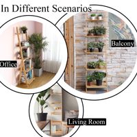 Estante de escalera de bambú de 5 niveles, estante de esquina independiente ajustable, soporte de plantas y flores para jardín y hogar