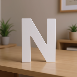 Wooden Letter N White 3D <b>Wall</b> <b>Decor</b> For Home Office Decoration - Product Image 3