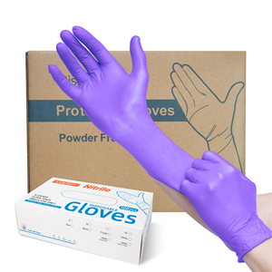 Poignée alimentaire <span class=keywords><strong>ou</strong></span> usage industriel poudre sans latex sécurité travail gants jetables en <span class=keywords><strong>nitrile</strong></span> violet - Product Image 2