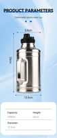 Bouteille d'eau de 64oz sur mesure avec poignée et couvercle Bouteille d'eau en acier inoxydable à paroi unique d'une capacité de 2L pour salle de sport