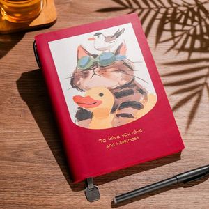 Cuaderno de Tapa Dura de Cuero PU A5 con Diseño de Gato Adorable, para Estudiantes Universitarios, con Logotipo Personalizado, Encuadernación Cosida, 100 Hojas, Regalo - Product Image 3