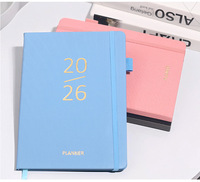 Carnet de notes A5 personnalisé 2026 en cuir PU imprimé, agenda annuel, mensuel et quotidien, couverture en papier, idéal comme cadeau