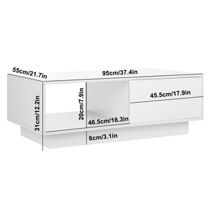 Mesa de centro simple de alto brillo, mesa de centro con 4 cajones y luz LED para muebles de sala de estar, 2022 - Product Image 3