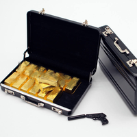 Maleta metálica en miniatura para muñecas con mini barra de oro artificial para muñecas BJD