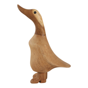 Statuetta di anatra in legno con stivali, ornamento decorativo per la casa, il bagno, l'ufficio, il soggiorno. - Product Image 4