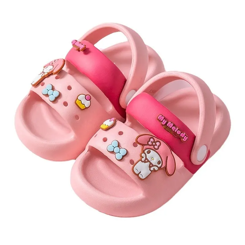 Ruunjoy Kuromi Cute Summer Kids Sandals Soft Slippers Indoor Outdoor Quick-Drying Cartoon Anime Sole Anti-Slip Girls Boys Gift