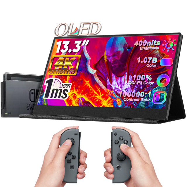 Wholesale 13.3" 4K IPS OLED Aluminum Alloy Portable Monitor OEM Private Label High Color Accuracy External Display Video Editing