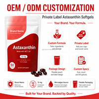 Orcas OEM Marque Privée Astaxanthine en Gélules Molles 12mg Huile MCT Microalgues Complément Alimentaire 60 Gélules 2 par Jour Durée de Conservation 36 Mois