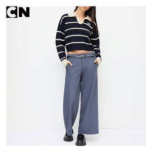 <span class=keywords><strong>Pull</strong></span> en maille rayé en viscose et polyester mélangé pour <span class=keywords><strong>femme</strong></span>, avec logo personnalisé, certifié GRS, pour un look décontracté - Product Image 3