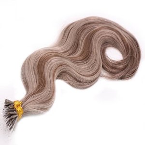 Extensions capillaires bouclées en nano-rings en plastique, cheveux humains vierges Remy, double épaisseur - Product Image 2