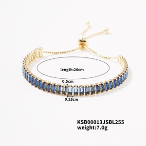 Moda al por mayor 2,5*5mm cristal Rhinestone tenis pulsera ajustable 18K chapado en oro cadena cobre tenis mujeres pulseras - Product Image 6
