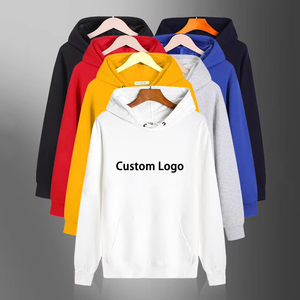 男女兼用カスタム刺繍ロゴポリエステルコットンプルオーバーブランク男性ストリートウェア厚手パーカー - Product Image 1