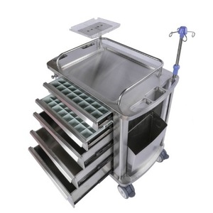Chariot d'urgence en acier inoxydable Red Star 630x480x890mm, 5 niveaux, véhicule de livraison de médicaments, chariot d'hôpital - Product Image 3