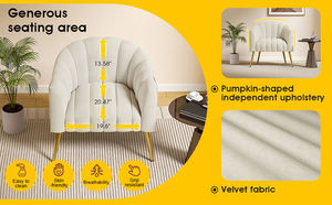 Fauteuil individuel de luxe, confortable, en velours, fauteuil baril, canapé, fauteuil d'appoint pour salon - Product Image 5