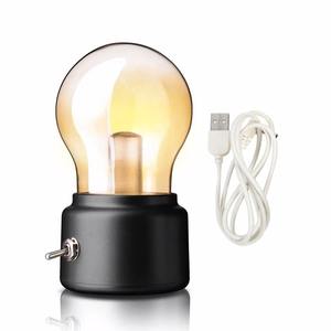 Lámpara LED, luz nocturna, retro, USB, recargable, bola de luz, luminaria, luces de escritorio, luces de mesa, lámpara decorativa portátil para mesita de noche - Product Image 2