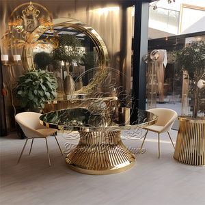 Tables et chaises en acier inoxydable de haute qualité, modernes, élégantes, pour la <span class=keywords><strong>location</strong></span>, les hôtels, les événements, les salles à manger, plateau en verre trempé, salon - Product Image 3