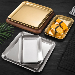 Stainless Steel Serving <b>Tray</b> Silver Gold 304 201 Rectangle Flat Bottom Food Service Dishware Kitchen Dining <b>Tray</b> - Product Image 2