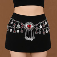 Ceinture à pampilles bohème vintage pour femme, chaînes faites à la main en alliage de zinc, accessoire de taille ajustable pour jupe, style ethnique