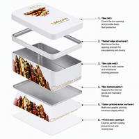 Boîte en fer blanc personnalisée pour chocolats croustillants, conteneur métallique à corps creux, impression quadricolore pour emballage alimentaire