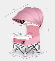 Chaise de plage légère en aluminium pour bébé, chaise pliante portable pour enfants avec pare-soleil et plateau repas – Prix promotionnel