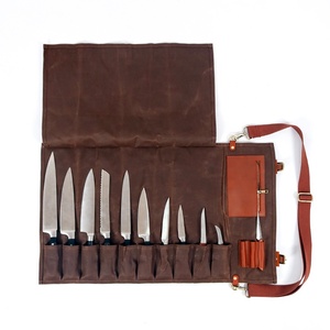 <span class=keywords><strong>Borsa</strong></span> rotolo CHANGRONG Custom Vintage resistente all'acqua e utilità marrone tela cerata coltello da cuoco - Product Image 1