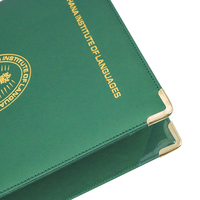 Porte-certificat de graduation personnalisé perle spéciale vert clair bleu couverture de diplôme en cuir PU en relief et estampage par feuille