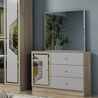 Ensemble de chambre à coucher en bois de style moderne avec fonction massage, lit king size, armoire, coiffeuse, hauteur réglable, mobilier de luxe pour la maison