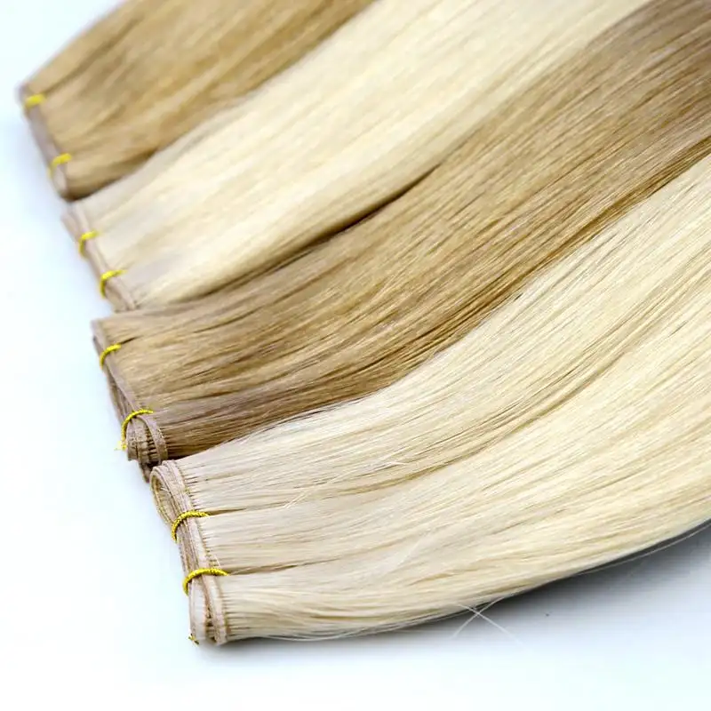 New Invisible No Return Hair Flat Weft Double Drawn Cuticle Intact Russian Human Hair Handtied Weft Hair Extensions