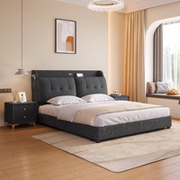 Lit rembourré en tissu, lit double, lit king-size, meubles de chambre à coucher modernes, fabriqué en Chine