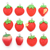 12 styles rouge fraise charme pour boucle d'oreille collier pendentifs bricolage artisanat fabrication de bijoux accessoires W349