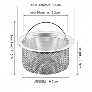 304 Stainless Steel Sink Drain <b>Strainer</b> with Handle, Anti-clog Filter <b>Mesh</b> for Kitchen Sink, Wash Basin & Floor Drain - Product Image 4