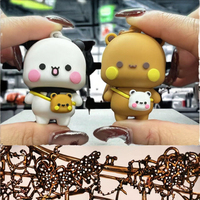 Porte-clés en silicone Panda Bubu, pendentif pour sac à dos, porte-monnaie anime, porte-clés pour couples, bijoux en plastique élégants