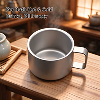 Tasse à eau en titane pur sablé à double paroi pour l'extérieur, tasse à bière portable d'été, mug de camping, tasse à café en titane