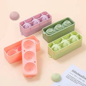 SILIKOLOVE factory can customize 3-cavity spherical molds, LFGB platinum non-stick BPA-free silicone ice <b>cube</b> molds - Product Image 2
