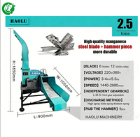Broyeur de fourrage diesel/électrique économique, capacité 3 tonnes/h, construction en acier, granulométrie des granulés 2-4 mm, usage domestique, hacheuse d'ensilage